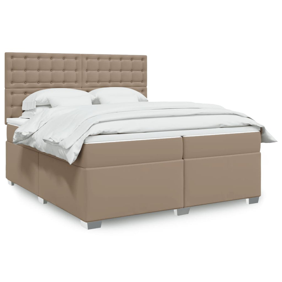 Boxspring met matras kunstleer cappuccinokleurig 200x200 cm