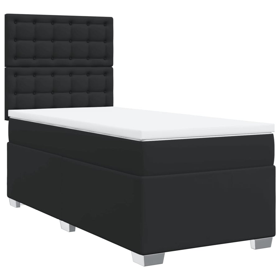 Boxspring met matras kunstleer zwart Single