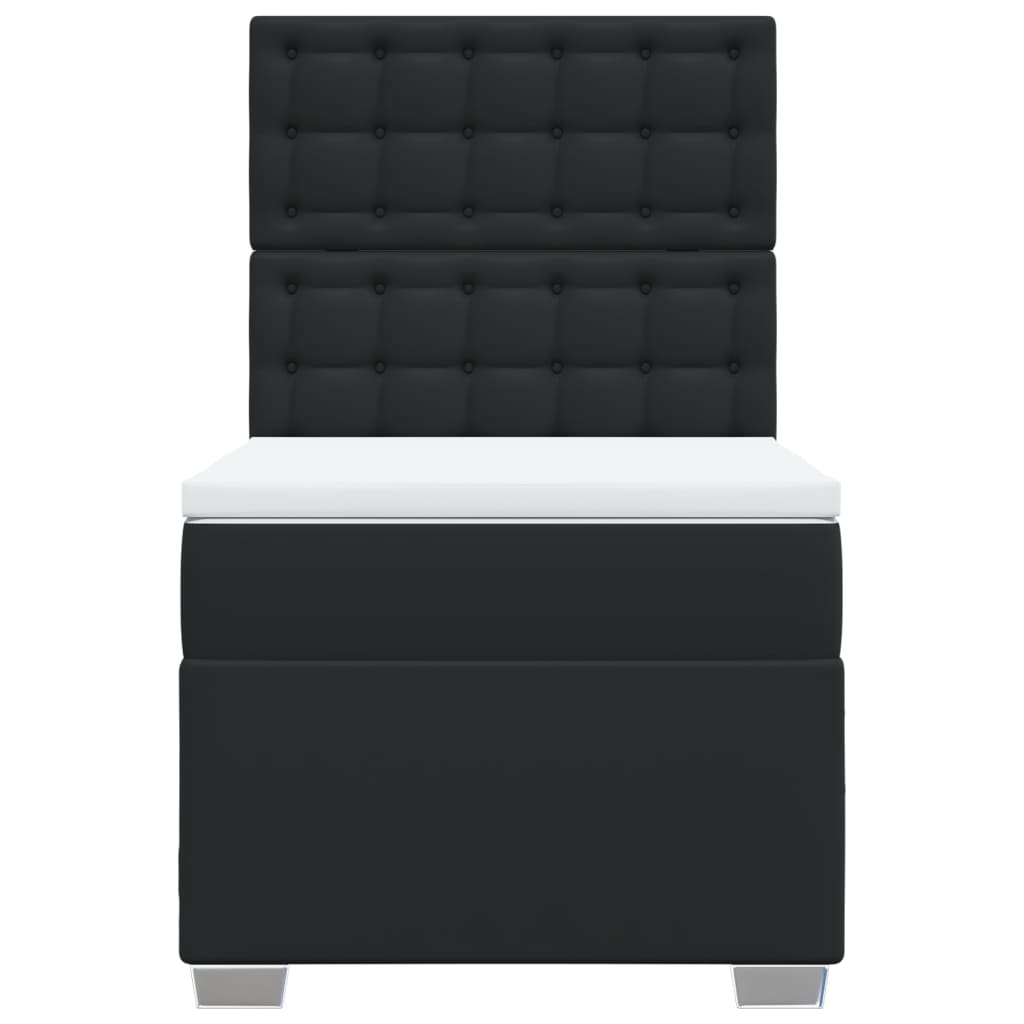 Boxspring met matras kunstleer zwart Single