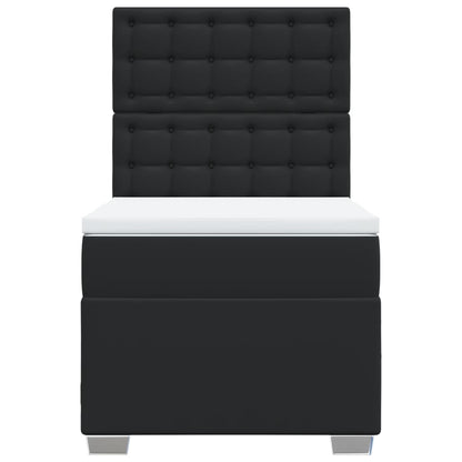 Boxspring met matras kunstleer zwart Single