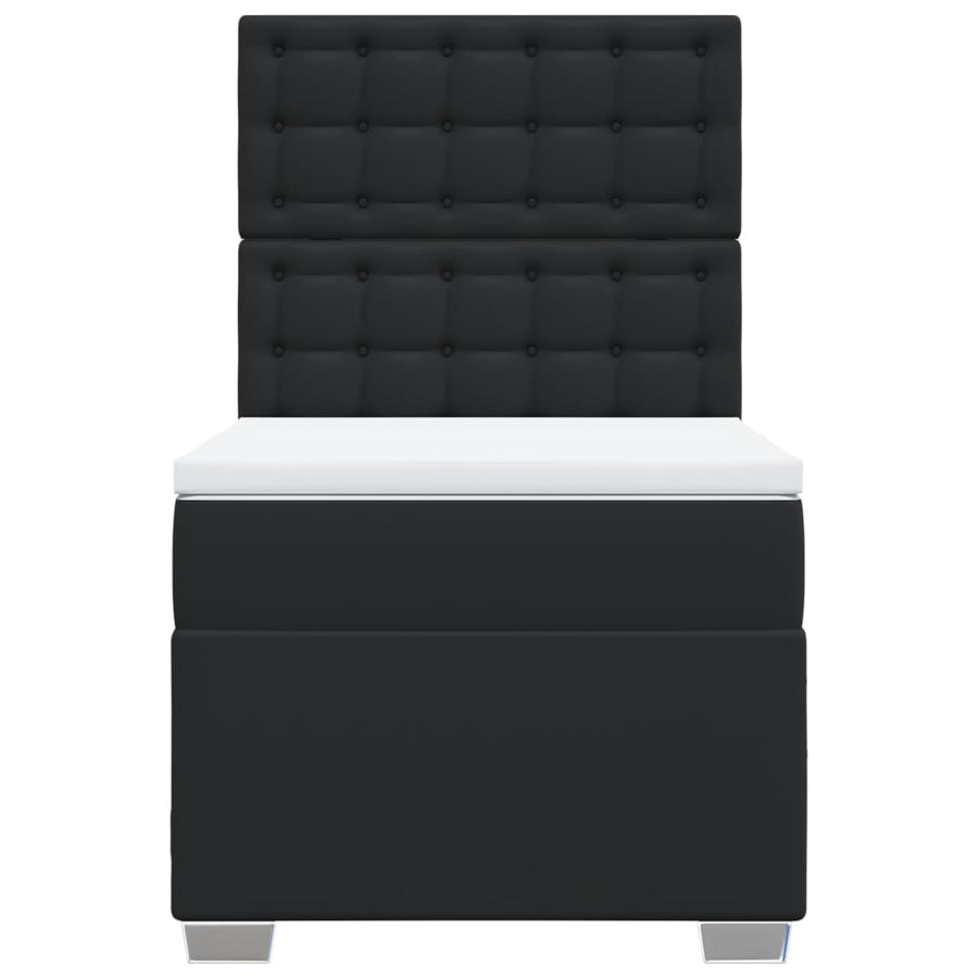 Boxspring met matras kunstleer zwart Single