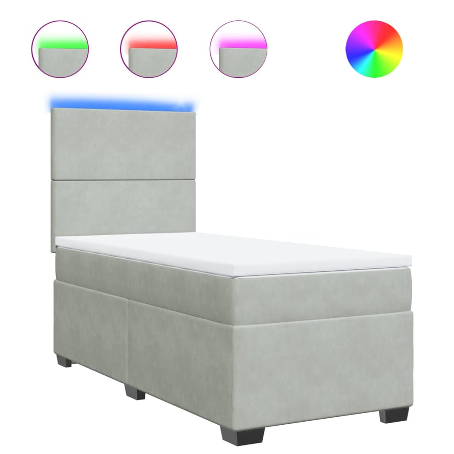 Boxspring met matras fluweel lichtgrijs 80x200 cm