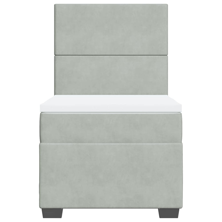 Boxspring met matras fluweel lichtgrijs 80x200 cm