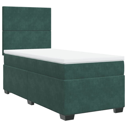 Boxspring met matras fluweel donkergroen 80x200 cm