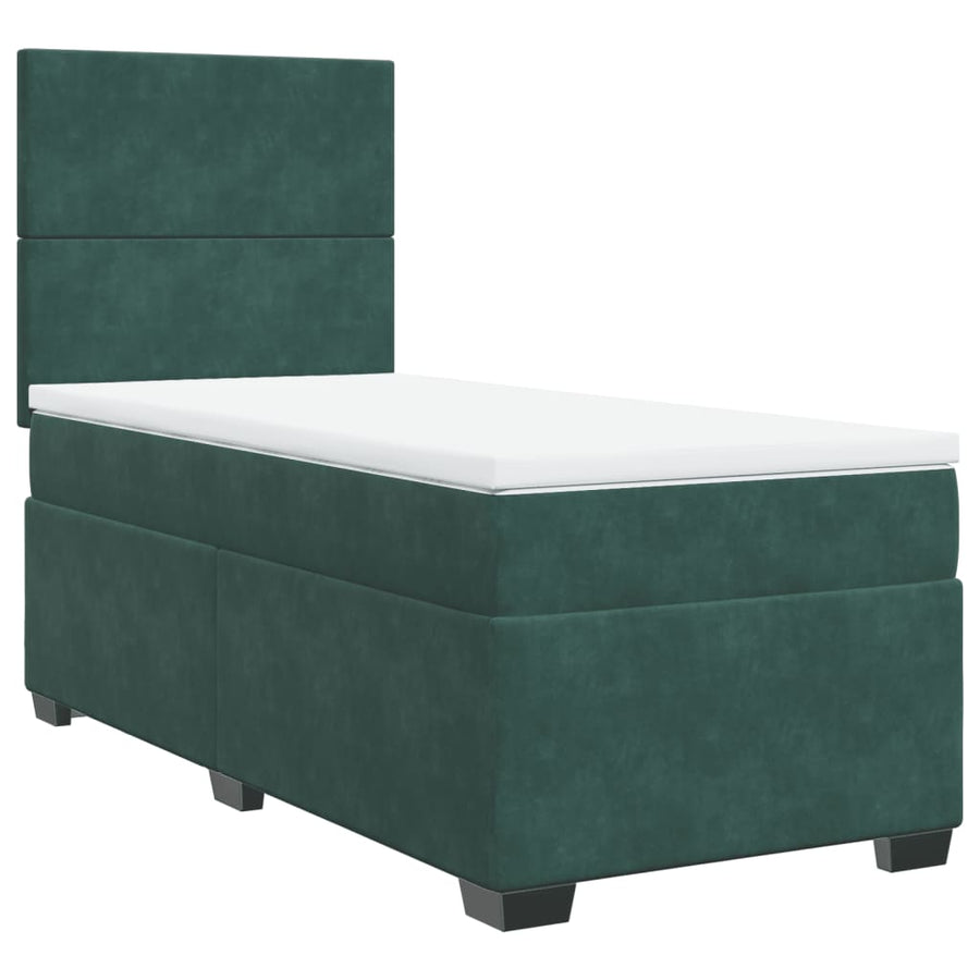 Boxspring met matras fluweel donkergroen 80x200 cm