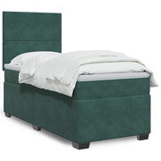 Box spring bed with dark green velvet mattress 80x200 cm