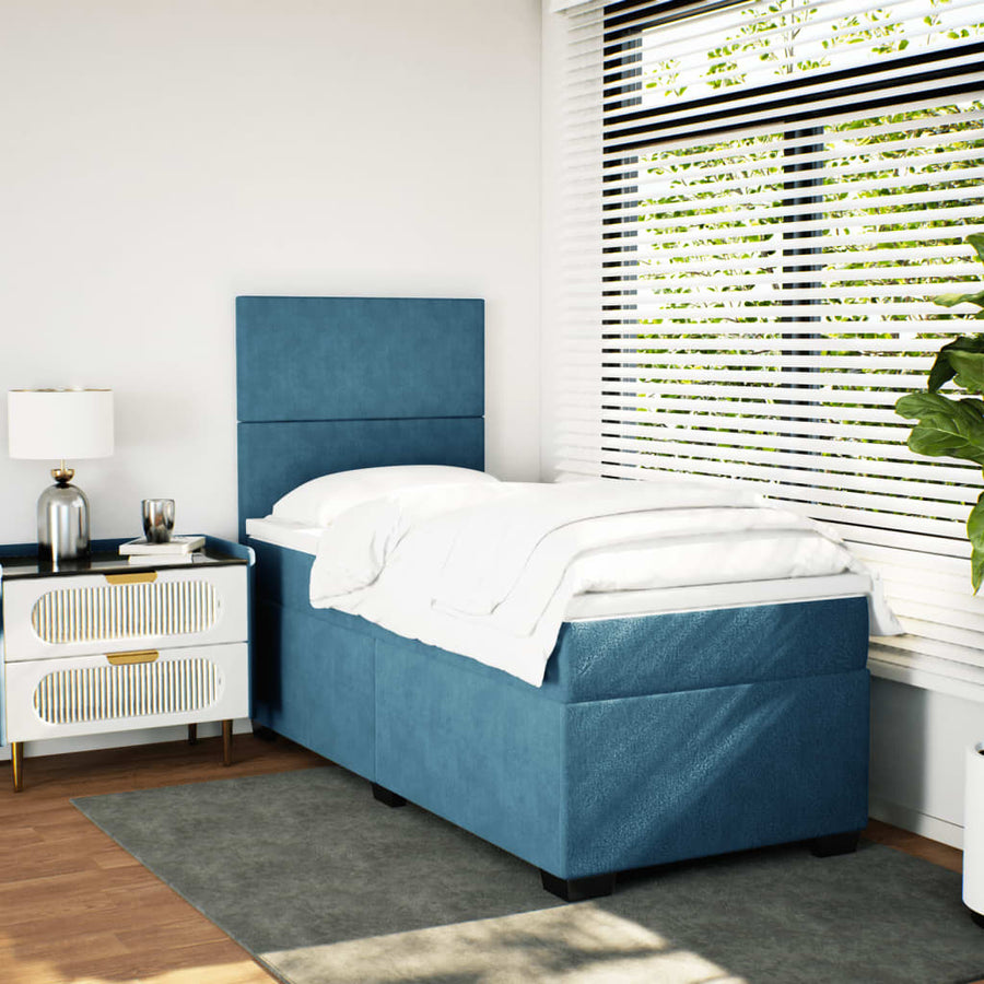 Boxspring met matras fluweel blauw 80x200 cm