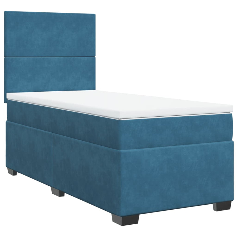 Boxspring met matras fluweel blauw 80x200 cm