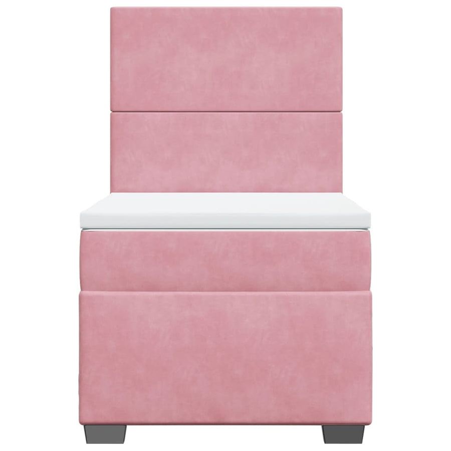 Boxspring met matras fluweel roze 80x200 cm
