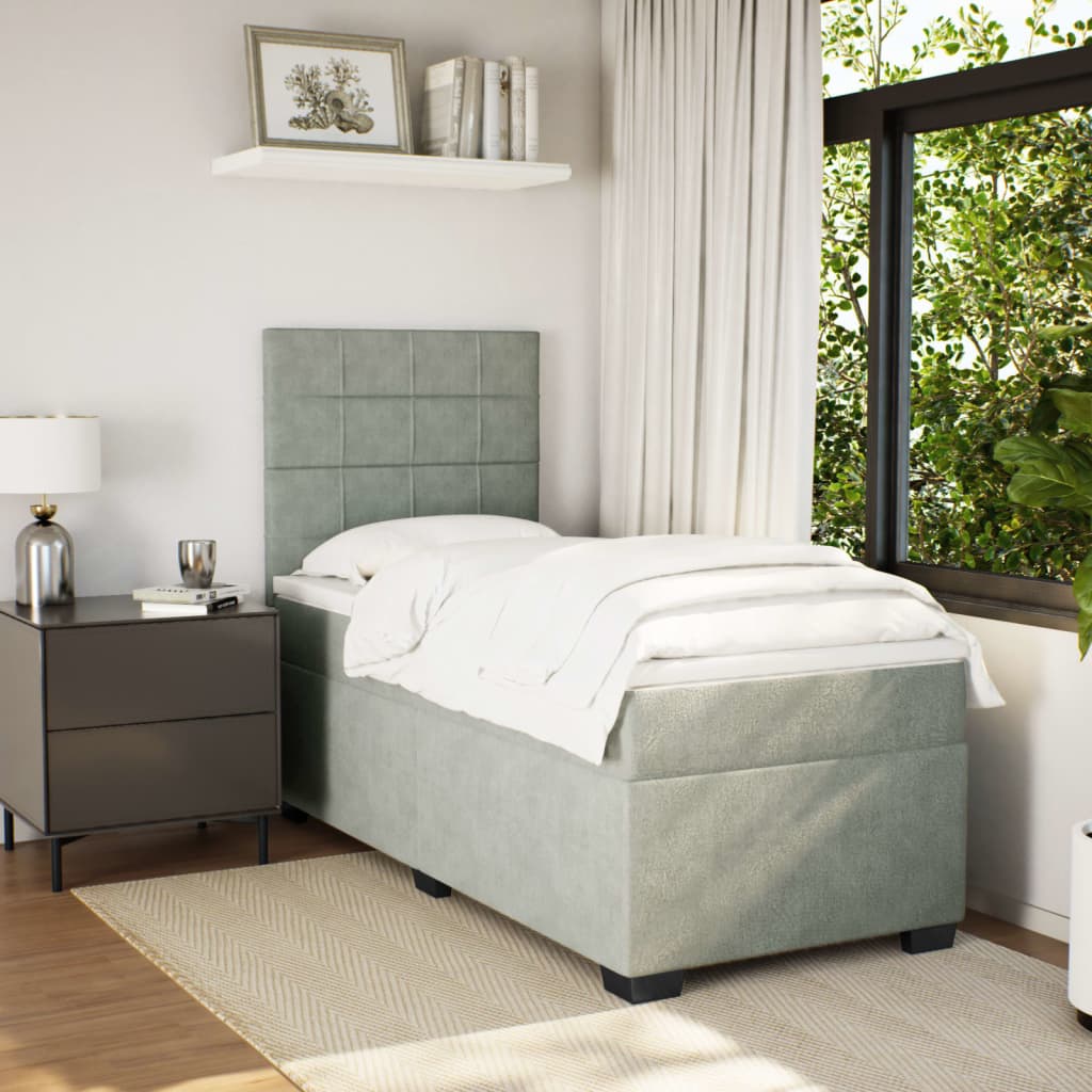 Boxspring met matras fluweel lichtgrijs 80x200 cm