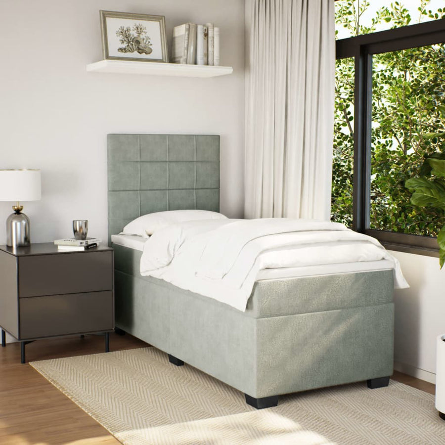 Boxspring met matras fluweel lichtgrijs 80x200 cm