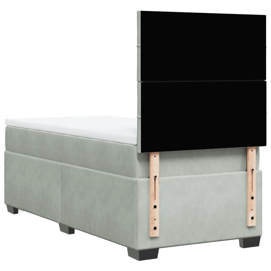 Boxspring met matras fluweel lichtgrijs 80x200 cm