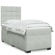 Box spring with velvet light gray mattress 80x200 cm