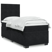 Box spring with mattress velvet black 80x200 cm