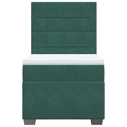Boxspring met matras fluweel donkergroen 80x200 cm