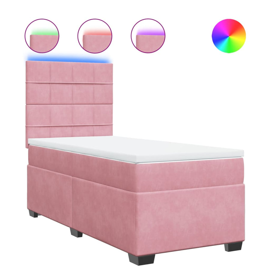 Boxspring met matras fluweel roze 80x200 cm