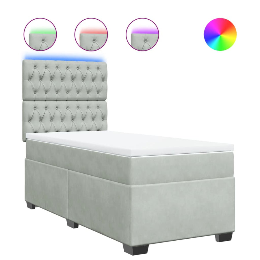 Boxspring met matras fluweel lichtgrijs 80x200 cm