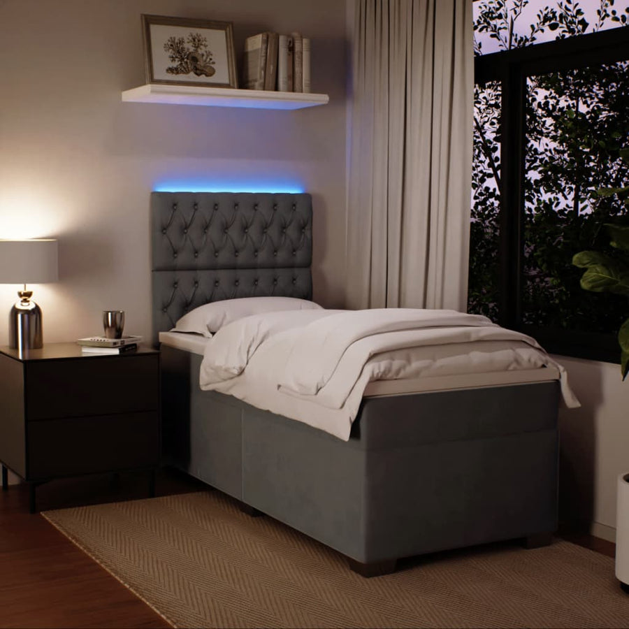 Boxspring met matras fluweel donkergrijs 80x200 cm