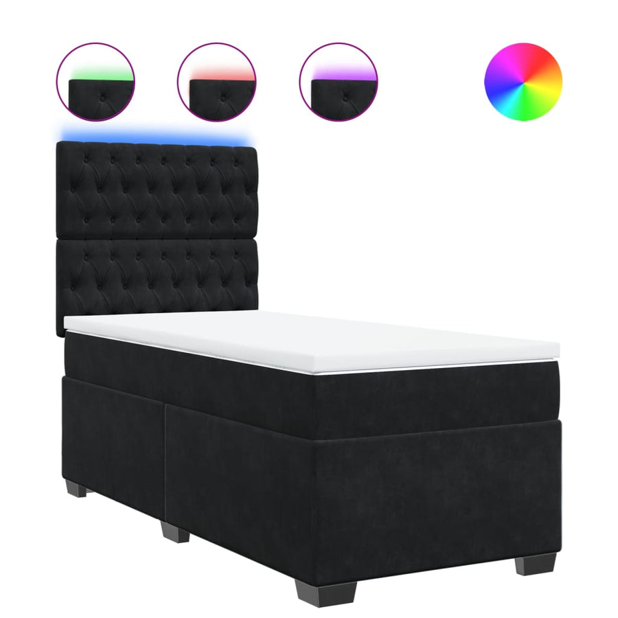 Boxspring met matras fluweel zwart 80x200 cm