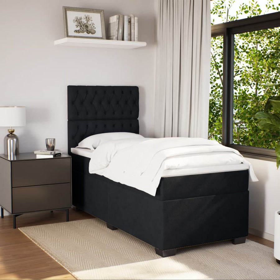 Boxspring met matras fluweel zwart 80x200 cm