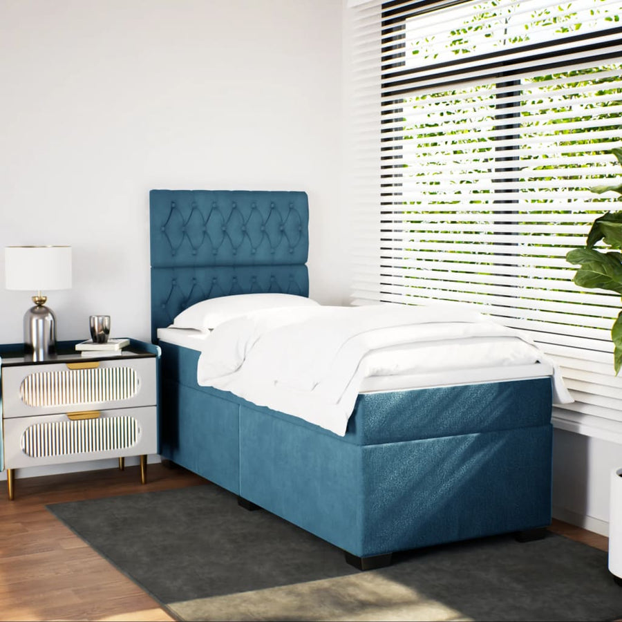 Boxspring met matras fluweel blauw 80x200 cm