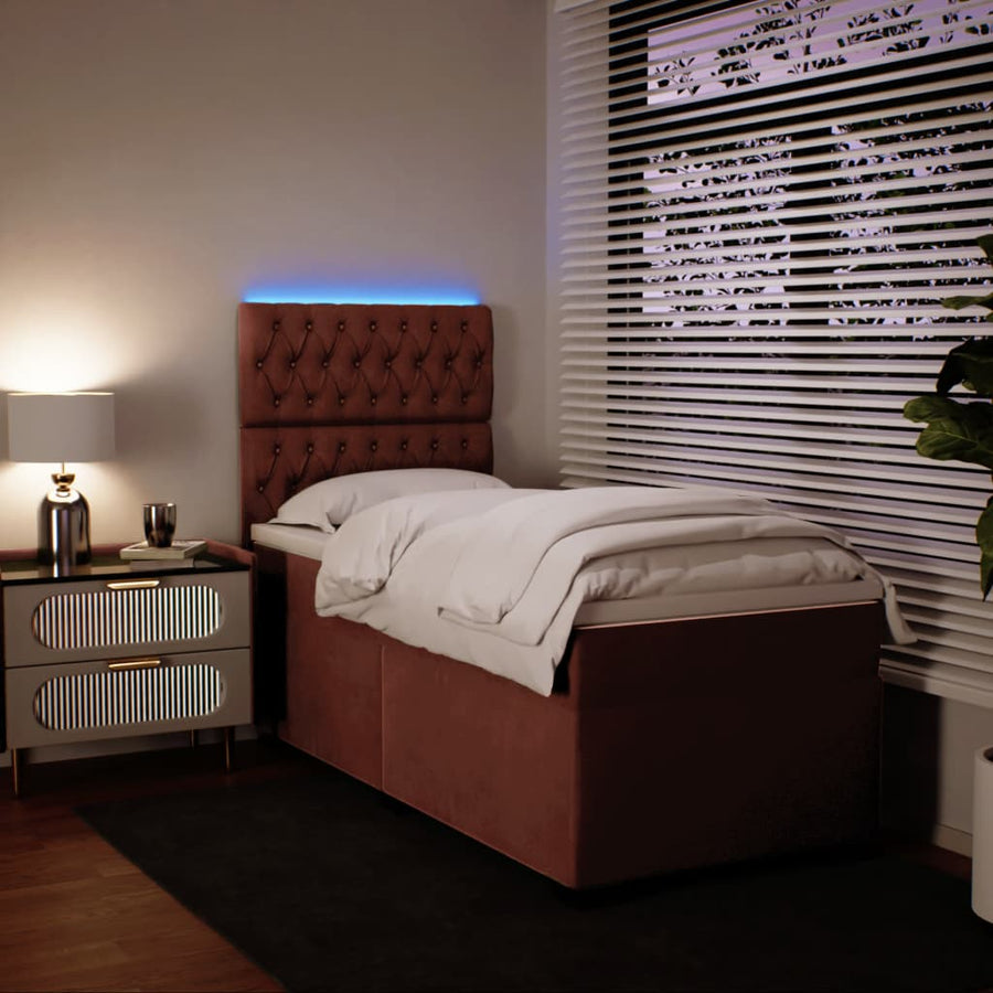 Boxspring met matras fluweel roze 80x200 cm