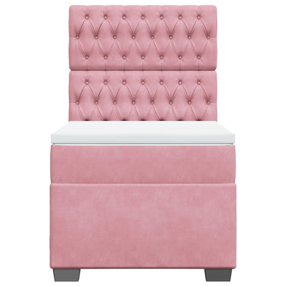 Boxspring met matras fluweel roze 80x200 cm