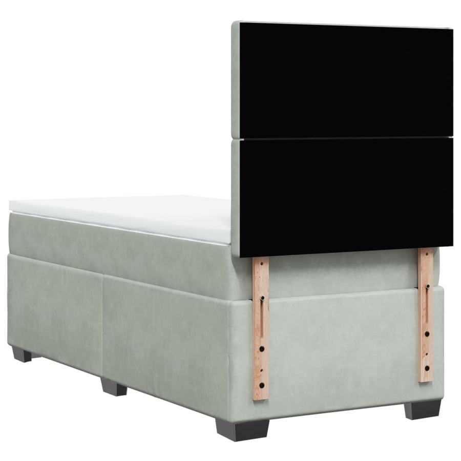 Boxspring met matras fluweel lichtgrijs 80x200 cm