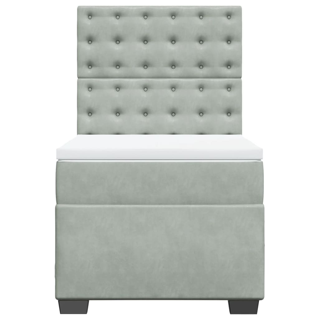 Boxspring met matras fluweel lichtgrijs 80x200 cm