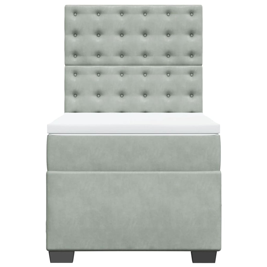 Boxspring met matras fluweel lichtgrijs 80x200 cm
