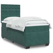 Box spring bed with dark green velvet mattress 80x200 cm