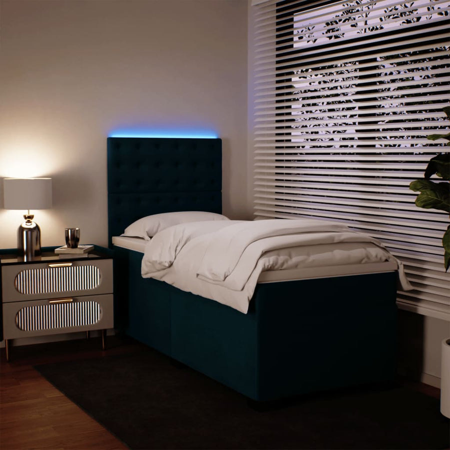 Boxspring met matras fluweel blauw 80x200 cm