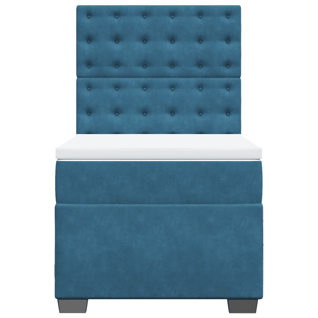 Boxspring met matras fluweel blauw 80x200 cm
