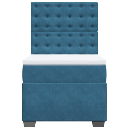 Boxspring met matras fluweel blauw 80x200 cm