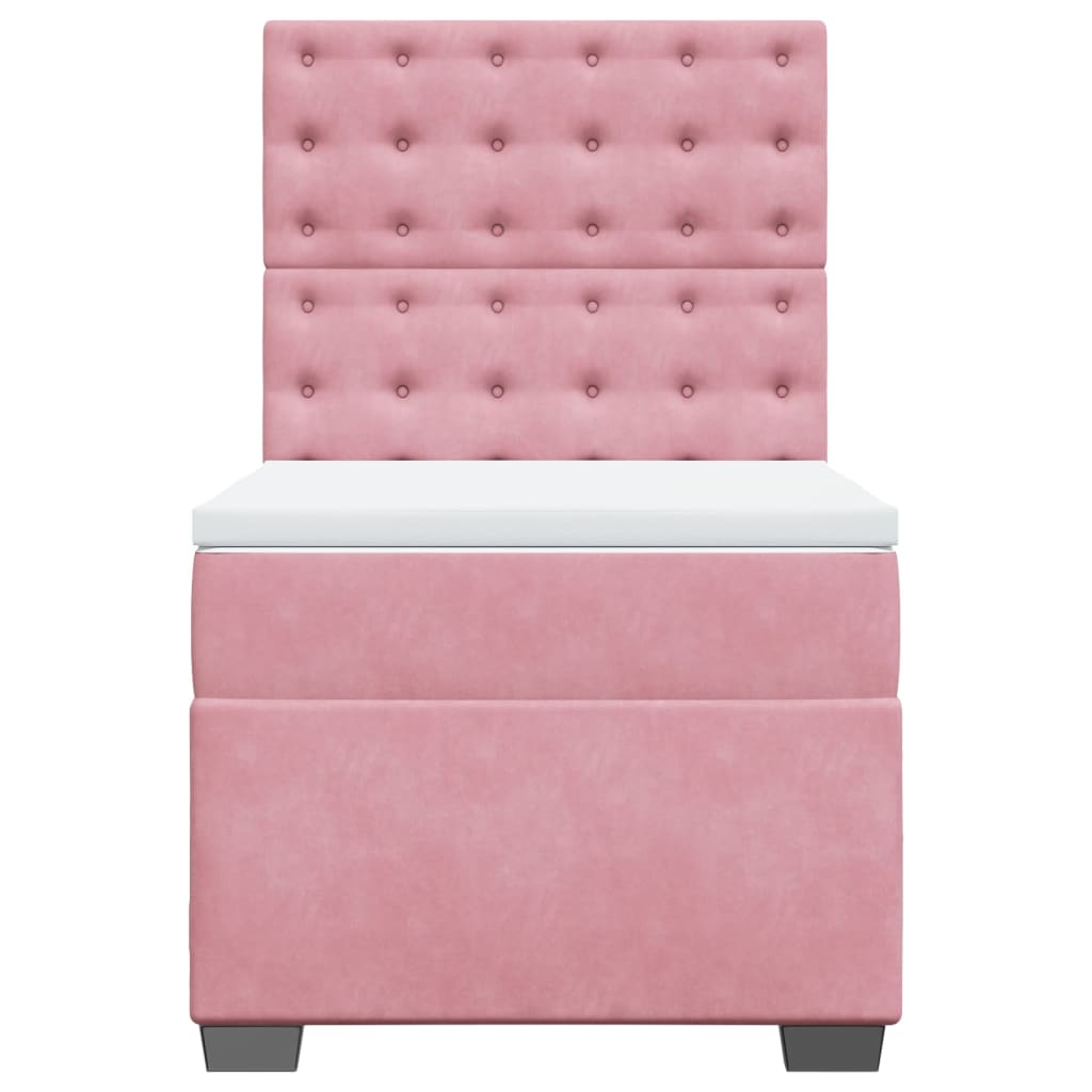 Boxspring met matras fluweel roze 80x200 cm