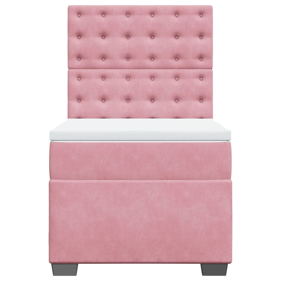 Boxspring met matras fluweel roze 80x200 cm