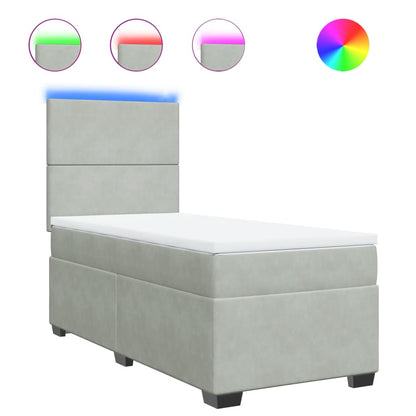 Boxspring met matras fluweel lichtgrijs 90x190 cm