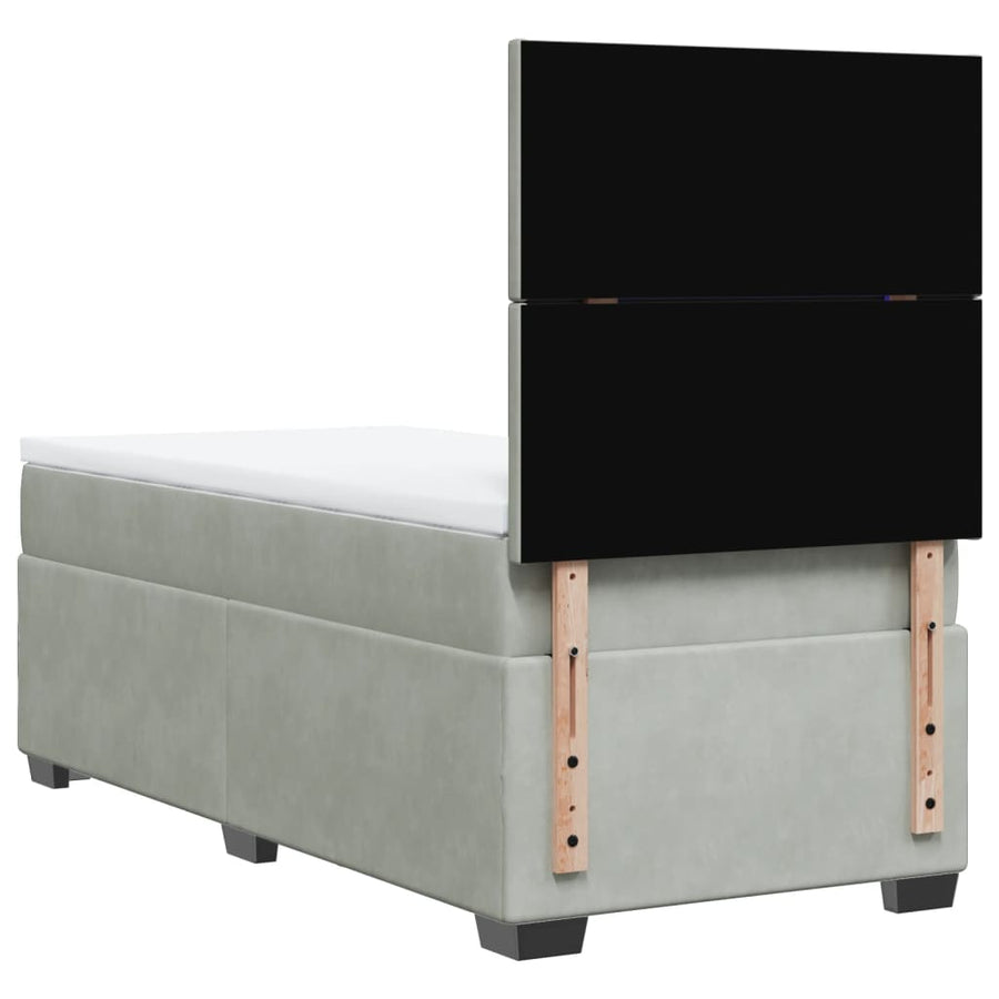 Boxspring met matras fluweel lichtgrijs 90x190 cm