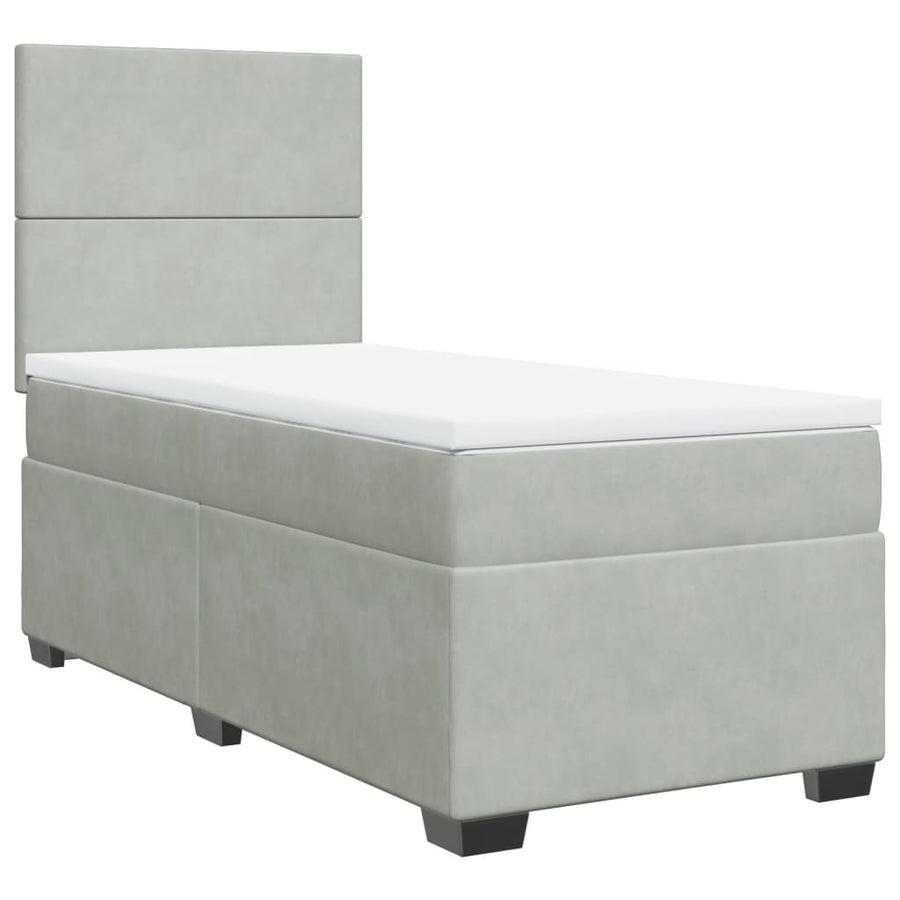Boxspring met matras fluweel lichtgrijs 90x190 cm