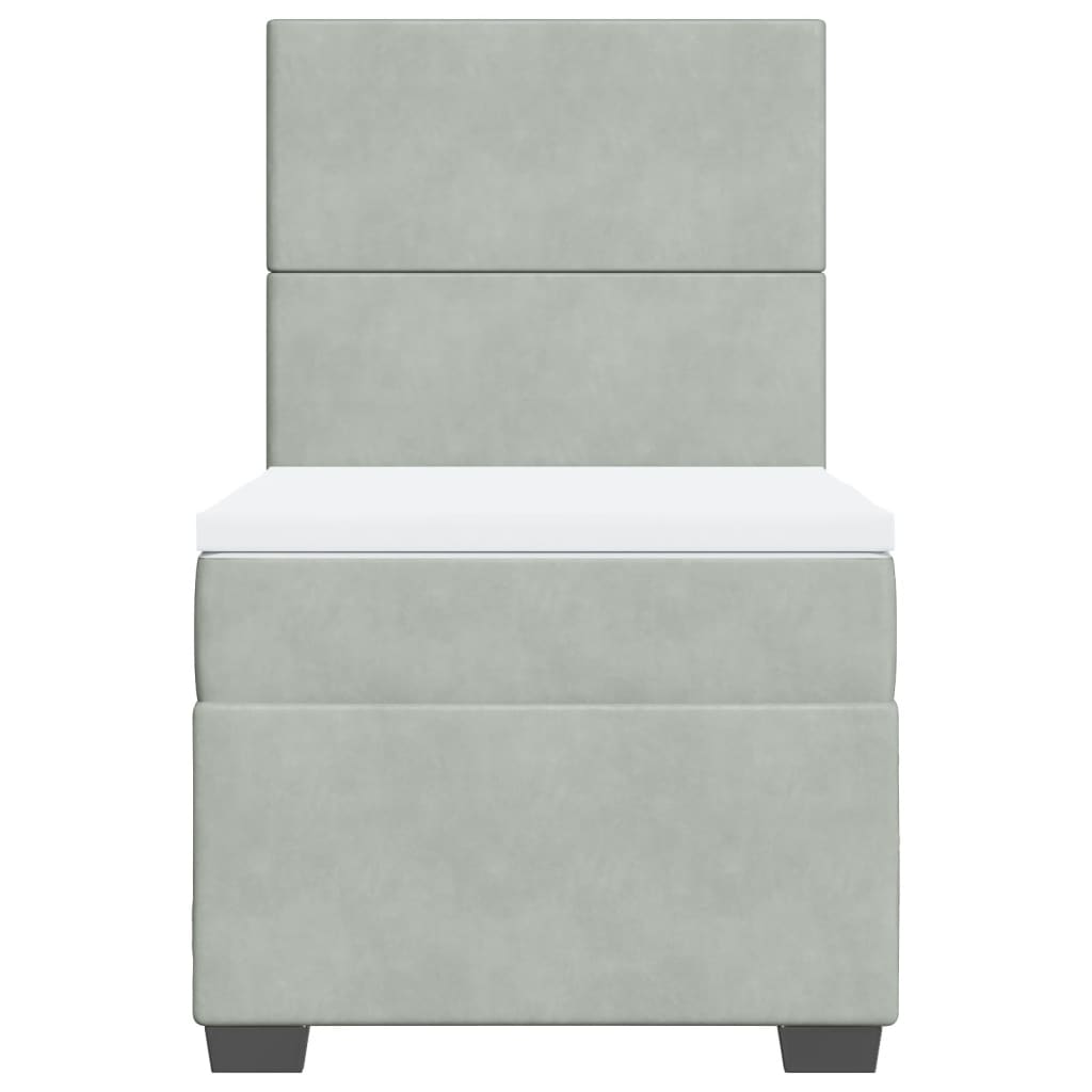 Boxspring met matras fluweel lichtgrijs 90x190 cm
