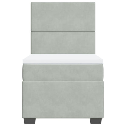 Boxspring met matras fluweel lichtgrijs 90x190 cm