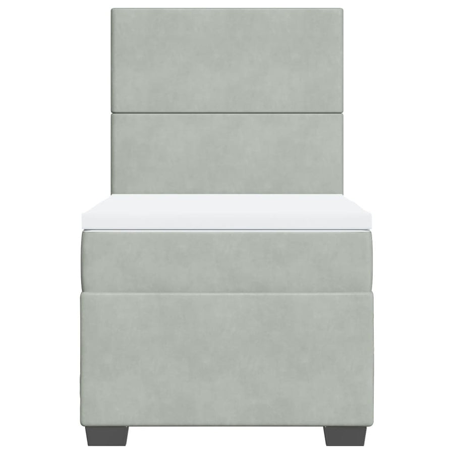Boxspring met matras fluweel lichtgrijs 90x190 cm