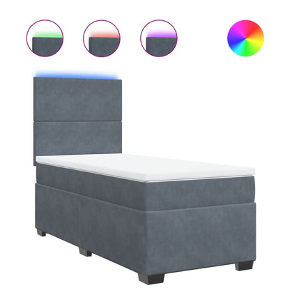 Boxspring met matras fluweel donkergrijs 90x190 cm