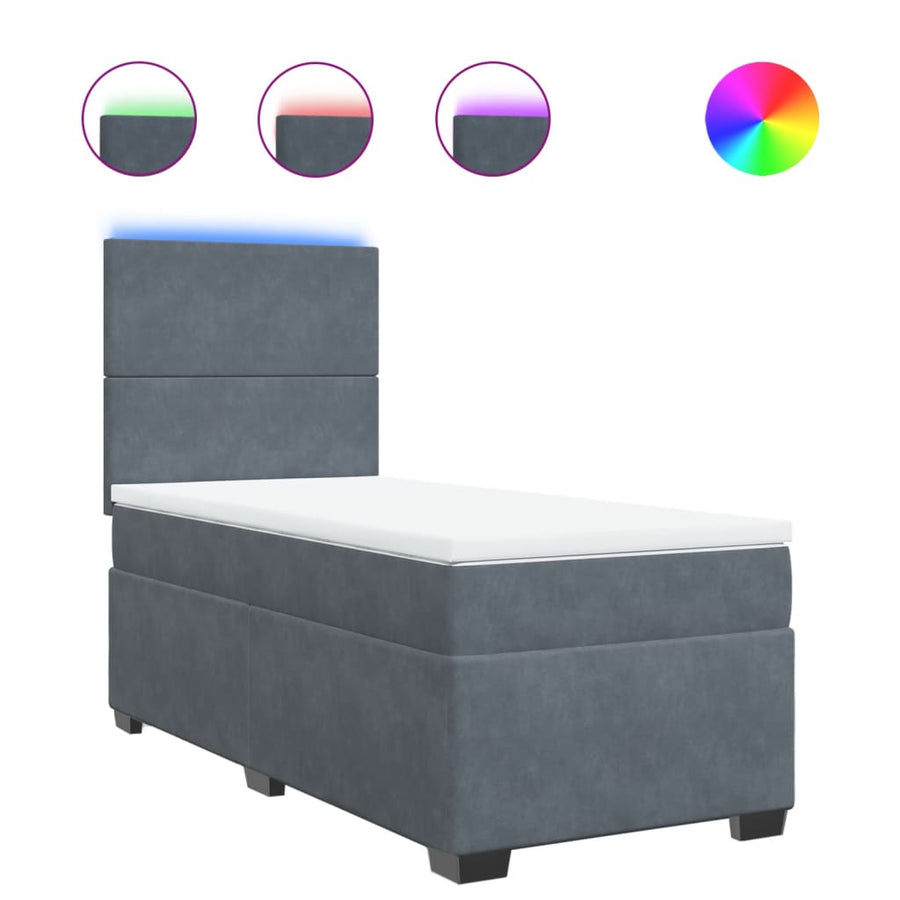 Boxspring met matras fluweel donkergrijs 90x190 cm
