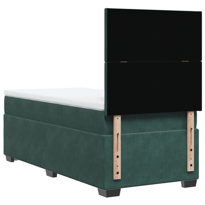 Boxspring met matras fluweel donkergroen 90x190 cm