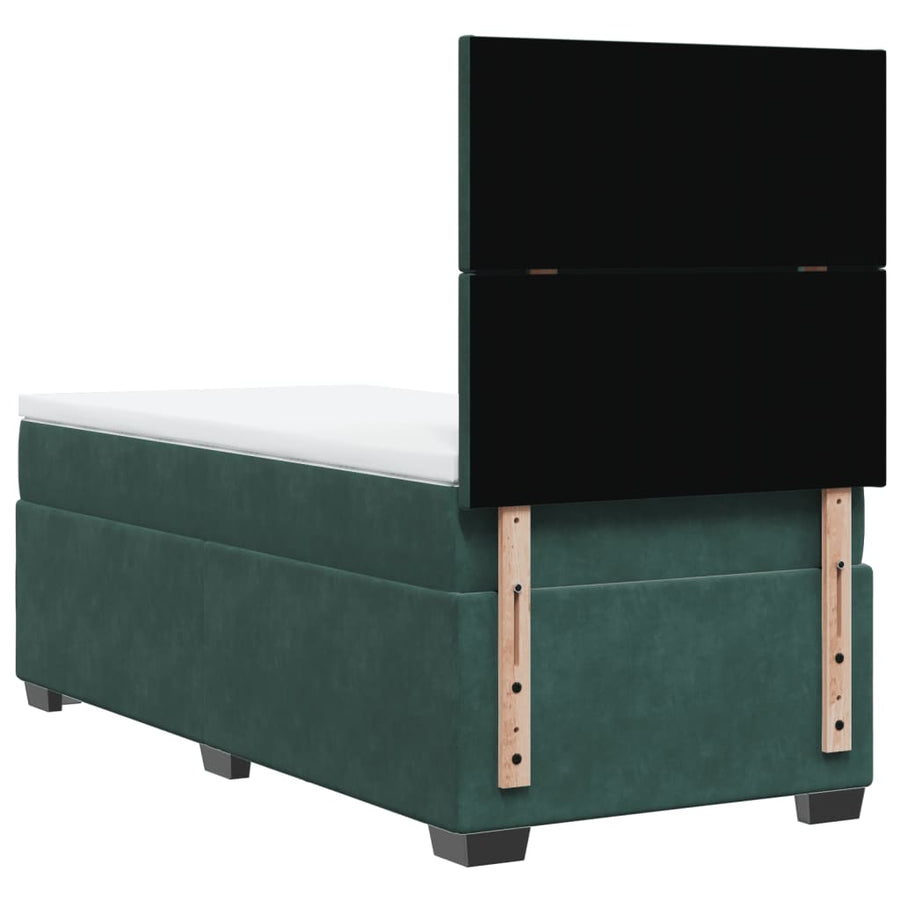 Boxspring met matras fluweel donkergroen 90x190 cm