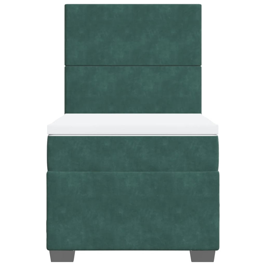 Boxspring met matras fluweel donkergroen 90x190 cm