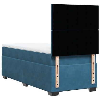 Boxspring met matras fluweel blauw 90x190 cm