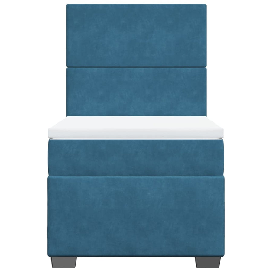 Boxspring met matras fluweel blauw 90x190 cm