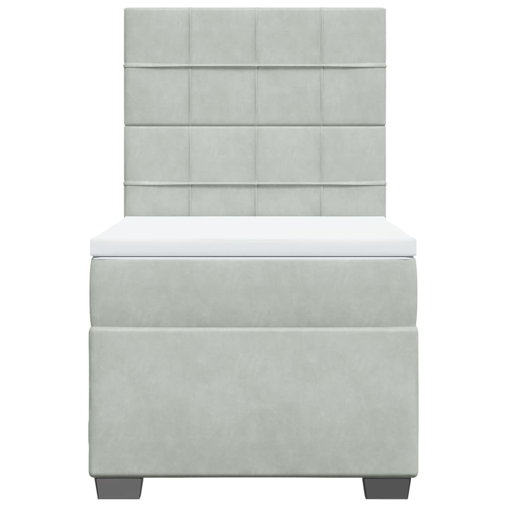 Boxspring met matras fluweel lichtgrijs 90x190 cm